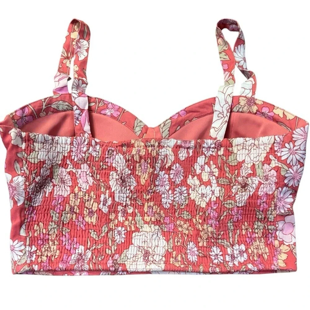 BOG Collective Band of Gypsies Crop Top Bustier Corset Bra Floral Top Medium NWT - Picture 7 of 9